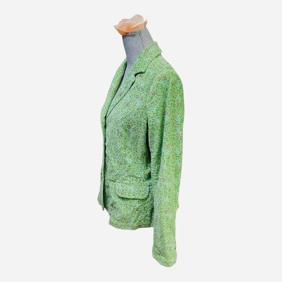 Eddie Bauer Light Green Floral Corduroy Blazer - Size 10  1990's - Picture 4 of 11